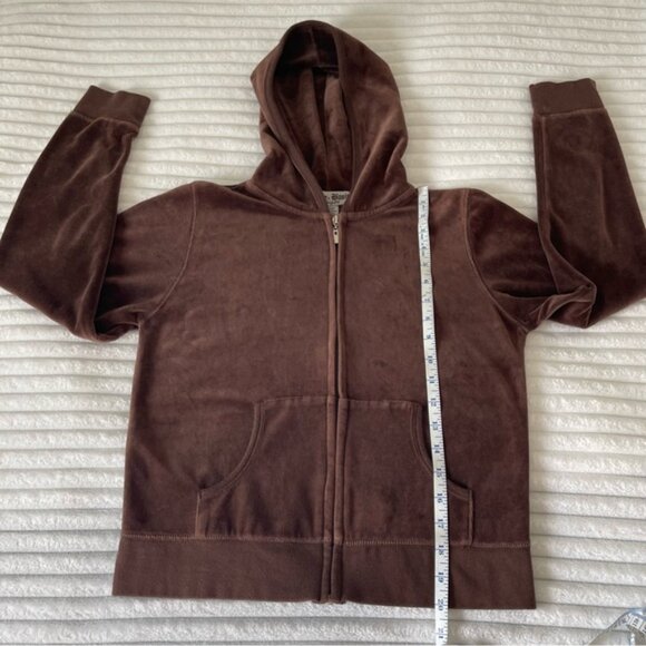 Active Basic Chocolate Brown Velour Zip-Up Hoodie Women's Medium Soft Stretchy - Picture 7 of 11